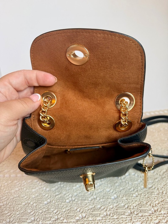 Coach Mini Convertible Backpack Black Pebble Leather Gold Chain C4223